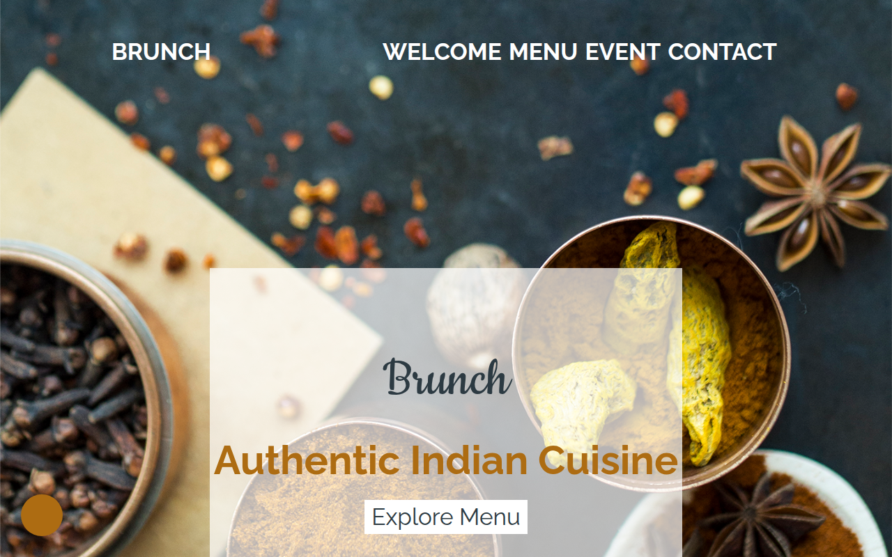 Aperçu de la landing page Indian Food en production